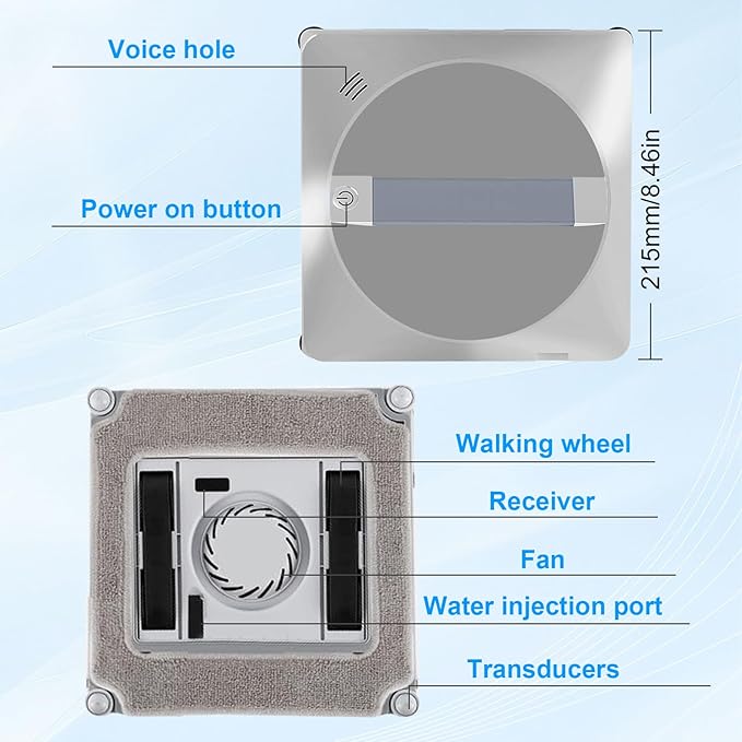 Window Cleaning Robot, Ultra-Thin Design, 5600PA Suction, Automatic Smart Vacuum for Glass, Tiles