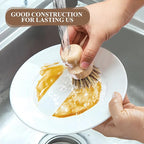 Bamboo Dish Brush Set,4 Pack Kitchen Palm Pot Brush with Union Fiber, Natural Bamboo Dish Scrub Brush for Cleaning Pots,Pans,Sinks,Woks,Vegetables