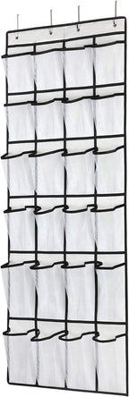 SAVERHO Over the Door Shoe Organizer, Hanging Shoe Organizer with 24 Mesh Large Pockets Door Shoe Rack Organizer for Men Women Kids Hanging Shoe Storage Bag.(White