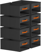 Homsorout Drawer Organizers and Storage - 8 Pack Foldable Pants Organizer with Clear Window & Handles, Fabric Closet Organizer for Clothes, Jeans, Sweaters, Towels, T-shirt, Scarf (Black)
