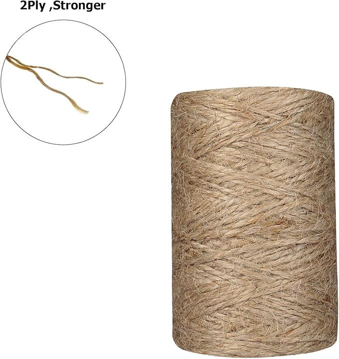 984 Feet Jute Twine String 1mm Natural Thin Twine for Crafts Gardening Garden Plant Gift Wrapping Art Decoration Packing Material Christmas Twine (2 ply)