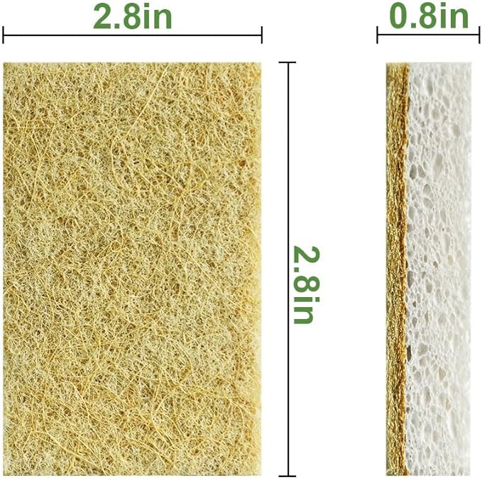 12 Pack SmilePowo Natural Kitchen Sponge Compostable Kitchen Sponges Cellulose and Coconut Scrubber Abrasive Scrubbing Pads Environmentally Friendly Sponge for Dishes No Chmical