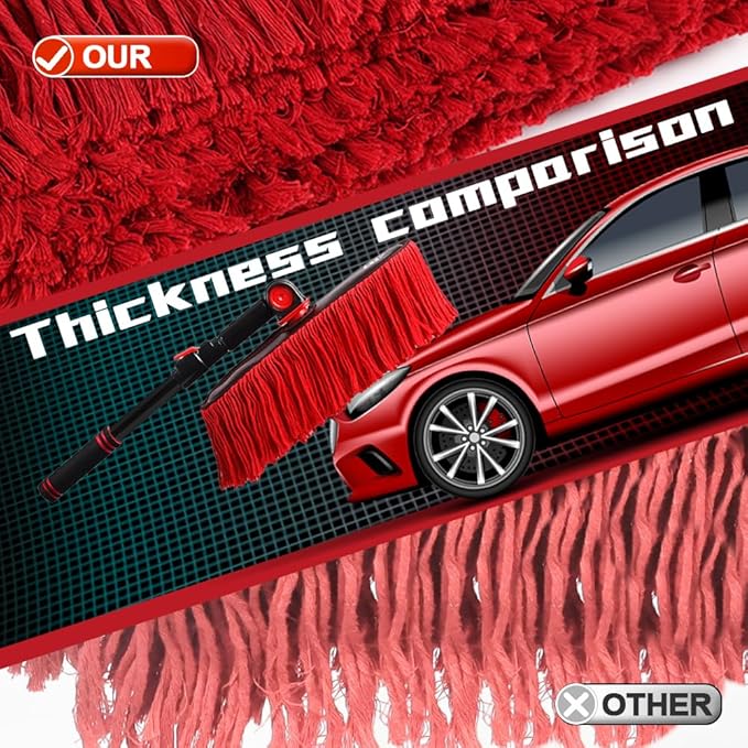 2In1|2MOPS(Car Wash Brush Mop*1 & Car Duster Mop*1) with 1 Long Handle|Microfiber Car Brushes for Washing Exterior,Car Wash Accessories Scratch Free,Car Wash Mop for Rv Truck Boat