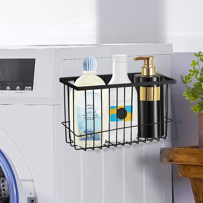 Magnetic Dryer Ball Holder for Laundry Room Dryer Ball Organization, Magnetic Lint Bin for Laundry Room Wool Dryer Ball Organizer, Iron Dryer Ball Container for Laundry Room Storage（Black）