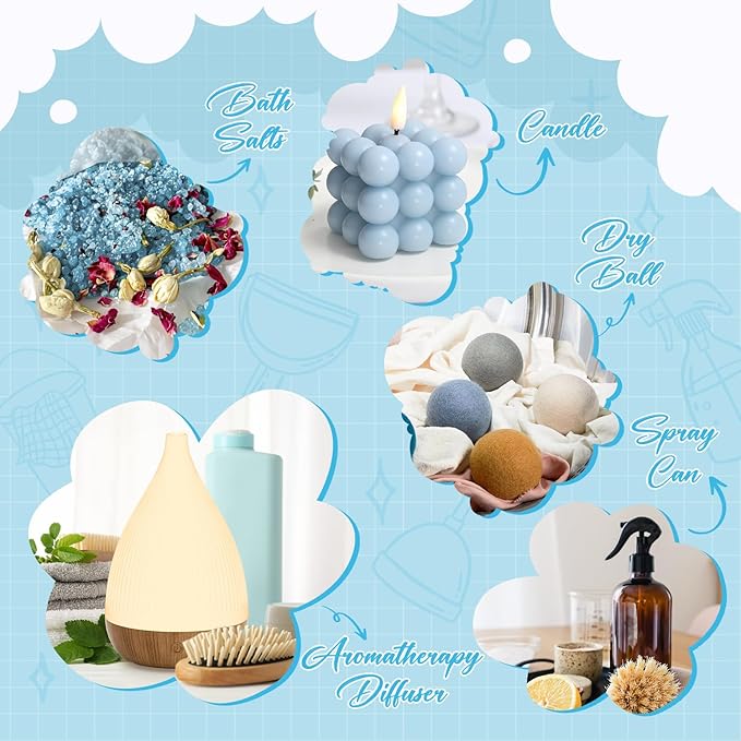 Housekeeping Fragrance Oils Set, Essential Oil Gift Set for Diffuser, Clean Scent Diffuser Oil, Use with Wool Dryer Balls - Lemon, Sweet Orange, White Tea, Fresh Linen, Freesia, Grapefruit