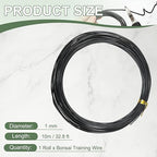 Bonsai Training Wire, 1mm x 32.8 ft Anodized Aluminum Floral Plant Training Wire Bendable Metal Stems Accessories for Gardening Branch Fixing Crafts (Black)