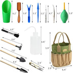 13 Pieces Succulent Tools Kit with Organizer Bag, Gardening Tool Set with Tote,Mini Succulent Garden Tool Kit Succulent Bonsai Planter Set Indoor Gardening,Miniature Indoor Fairy Planting Care Green