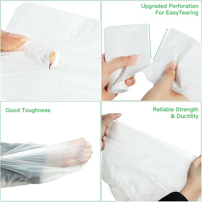 Compostable Trash Bags 2.6-Gallon Garbage-Bag - Inwaysin Biodegradable Recyclable 100 Counts Small Strong Thick Unscented Car Can Liners for Office Bedroom Waste Basket Clear White