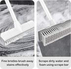 BOOMJOY 2 Pack Floor Scrub Brush with Long Handle, 2 in 1 Scrape and Brush, for Cleaning Deck, Tile, Grout, Kitchen, Patio, Garages