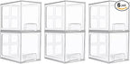 Vtopmart 6 pack Stackable Storage Drawers, 6.6''Tall Acrylic Bathroom Makeup Organizers,Clear Plastic Drawers For Vanity, Undersink, Kitchen Cabinet,Pantry Organization and Storage