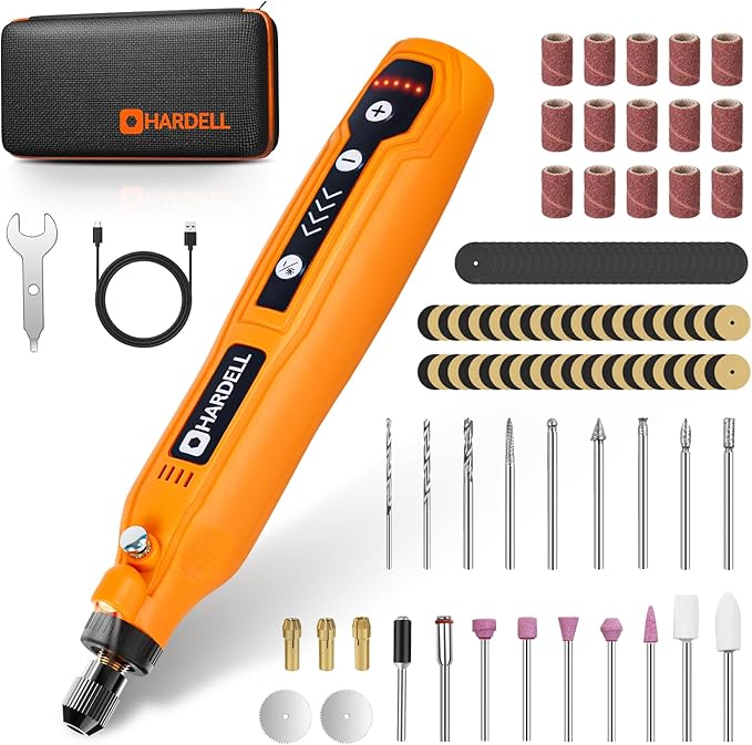 HARDELL Mini Cordless Rotary Tool, 5-Speed and USB Charging Rotary Tool Kit with 69 Accessories, Multi-Purpose 3.7V Power Rotary Tool for Sanding, Polishing, Drilling, Etching, Engraving, DIY Crafts