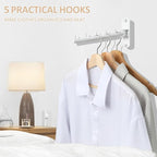 Swing Clothes Hanger Rack,Garment Racks Wall Mounted Clothes Bar-Hanger Holder Hooks Heavy Duty Folding Drying Rack Space Saving Clothing Hanging System Closet Storage Organizer,White Finish