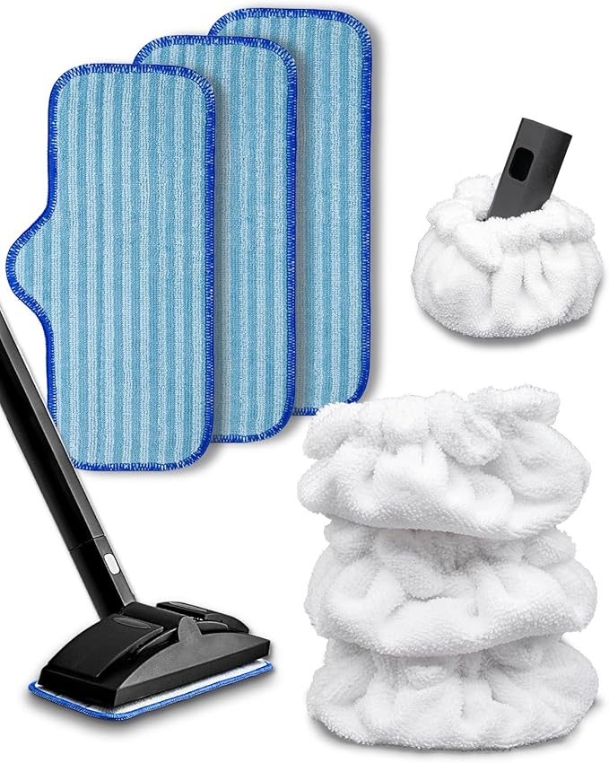 Steam Cleaner Accessories Compatible with Dupray Steam Cleaner, Triangle Microfiber Bonnet for Neat Steam Cleaner & Microfiber Pads, 3+3 Reusable Steamer Cloth Cover Cleaning Steam Mop Pad