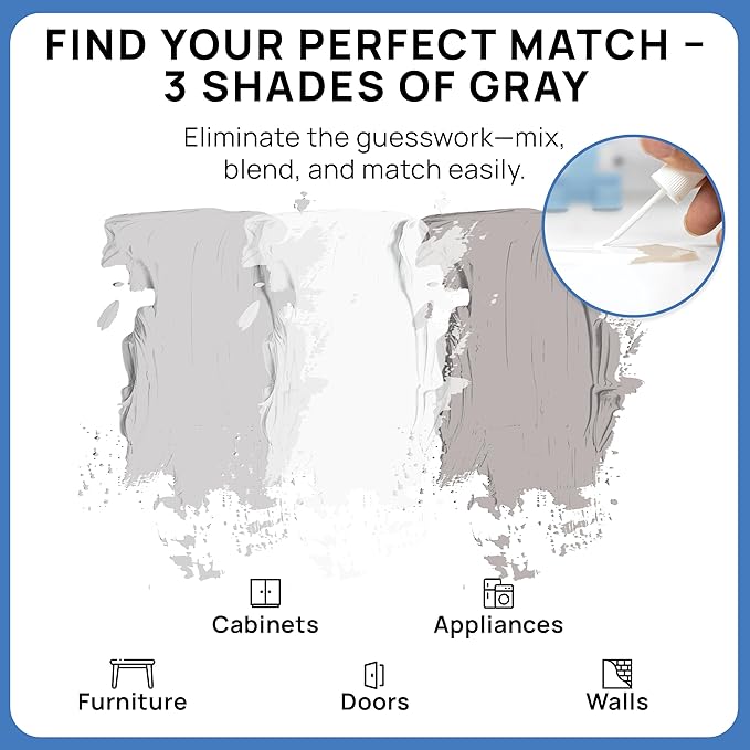 Alora Touch-Up Paint | Matte Finish for Drywalls, Concrete, Brick, Tile, Doors, Cabinets & More | Multi-Tone Gray Repair Kit | Quick-Dry, Low-Odor, Ultra-Low VOC | No Sanding or Primer Needed | 3 Pack
