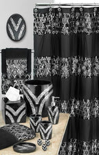Zahari Home 2pc Sinatra Black Modern Bath Accessories Set Waste Basket & Tissue Box Modern Decorative Beautiful Designs Bathroom Decor Set for Home Luxury Bath Set Mosaic Glass