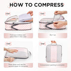 10 Set Compression Packing Cubes for Travel Essentials,Compressible Expandable Packing Cubes for Suitcase,OlarHike Luggage Organizer Bags for Travel,Handy Helper for Organizing Clothes(Pink Stripped)