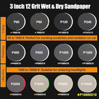 136Pcs Sanding Disc Drill Polishing Kit,3 Inch Sandpaper Wet Dry Headlight Restoration Kit with Hook and Loop Buffing Pads for Car Polish,Metal Glass Resin Polish Rotary Tools Attachment