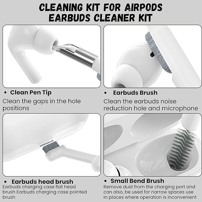 32-in-1 Electronics Cleaning Kit - Keyboard, Phone, Computer & Laptop Cleaner Kit - Compatible for MacBook, AirPods & iPhone Charger Port Cleaning Tool - Tech Gadget Cleaner - White