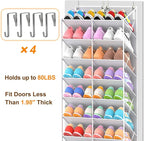 UVIAHOMI 20-30 Pairs Over the Door Shoe Organizer, Clear Pockets Hanging Shoe Storage for Closet, 10-Tier Door Shoes Rack, Handing Shoes Holder Fit All the Family's Sneakers, Boots, Heels, Light Grey