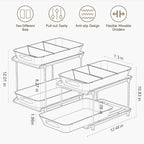 2 Sets of Under Bathroom Sink Organizer, 2-Tier Multi-Purpose Clear Medicine Cabinet Organizer, Pull Out Home Organization Must Haves 2025 with Movable Dividers