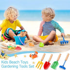 8" Kids Gardening Tools, Metal Beach Sandbox Digging Toys with Wooden Handle, Including Shovel, Rake, Fork and Trowel, Garden Sand Snow Tools for Children Gift Outdoor Gardening(48 Pcs)
