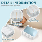 Silicone Soap Dish for Bar Soap Holder for Shower Bathroom Self Draining Waterfall Drying Tray Keep Soap Bars Dry Clean & Easy Cleaning (White, 1)