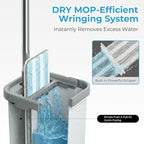 Mop and Bucket Set, Floor Mop and Bucket with Wringer Set, Wet and Dry Mop for Hardwood Floors, Vinyl, Tile, Baseboards and Walls (4 Washable Microfiber Pads Included)
