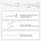 Wall Mounted Clothes Drying Rack, Collapsible, Folding, Retractable - Clothes Hanging Rack (Hooks, White)