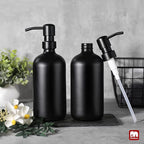 GMISUN Black Soap Dispenser, 2 Pack Matte Black Hand Soap Dispensers for Bathroom, 17 Fl Oz Glass Dish Soap Dispensers for Kitchen with Stainless Steel Pump, Modern Liquid Soap Bottle
