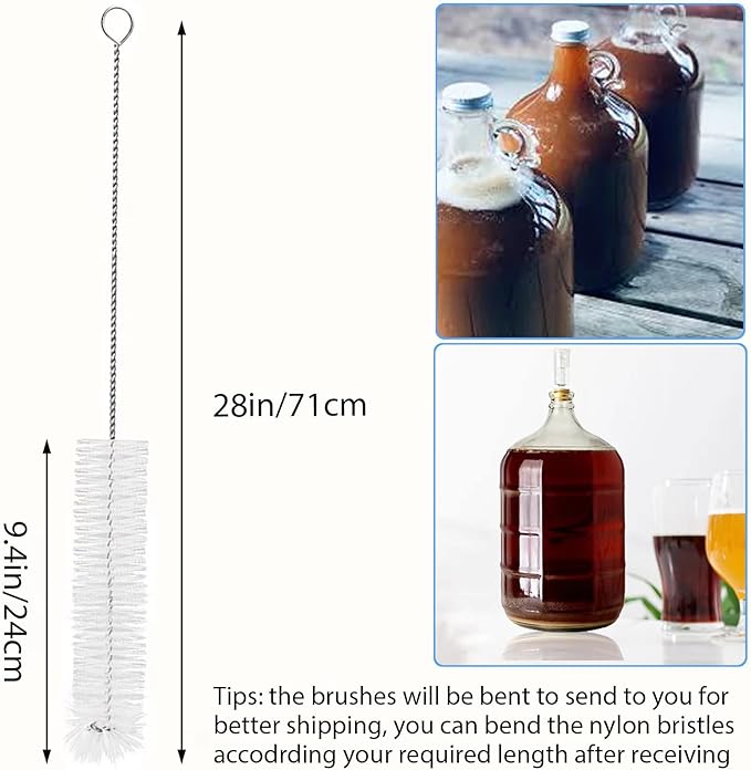2 Pack 28inch Carboy Brush Carboy Cleaning Brush Carboy Bottle Brush Carboy Brushes for Cleaning Nylon 5 Gallon Carboy Brush for 3 5 6 6.5 Gallon Glass Carboys Corny Kegs Wine Making Home Brewing
