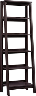Sauder Trestle 5 Bookcase/Book Shelf, L: 23.54" x W: 16.61" x H: 71.14", Jamocha Wood
