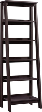 Sauder Trestle 5 Bookcase/Book Shelf, L: 23.54" x W: 16.61" x H: 71.14", Jamocha Wood