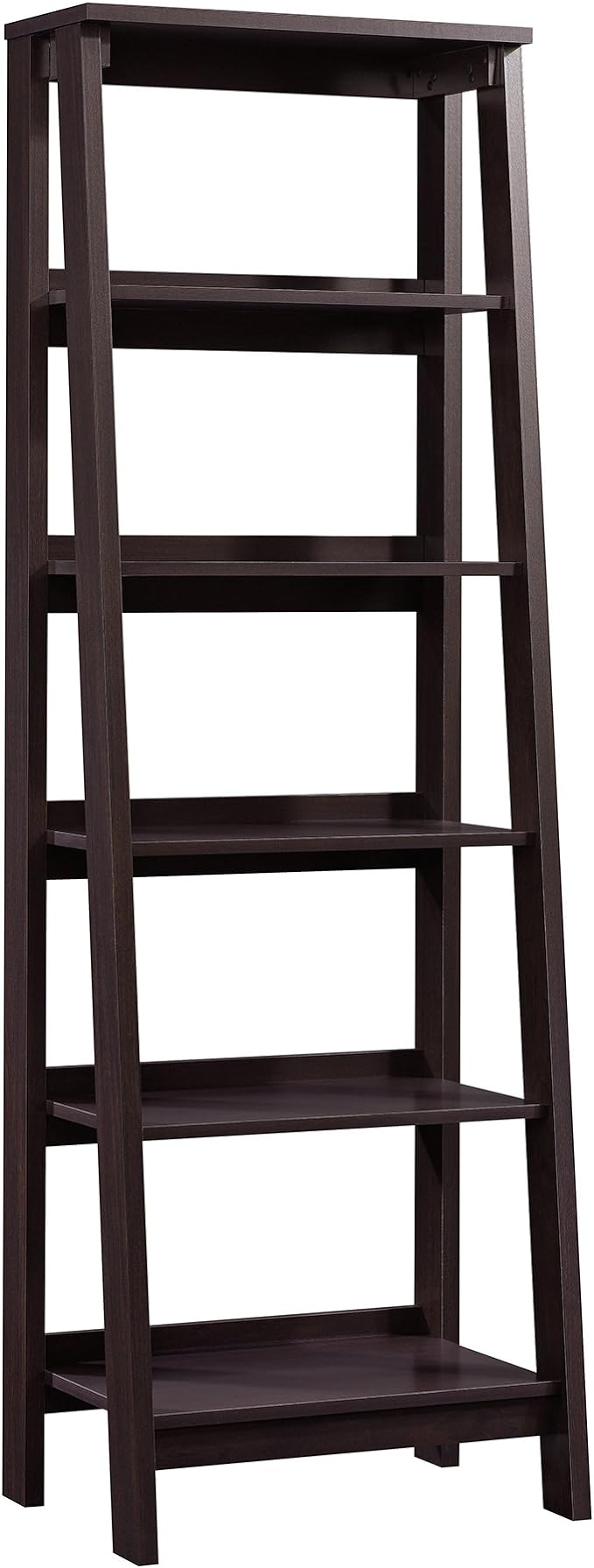 Sauder Trestle 5 Bookcase/Book Shelf, L: 23.54" x W: 16.61" x H: 71.14", Jamocha Wood
