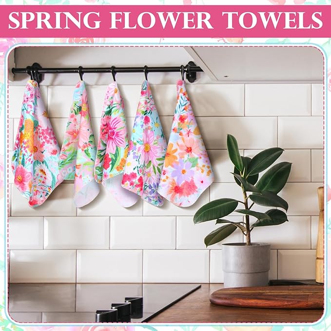 36 Count Reusable Cleaning Cloths Washable Cotton Kitchen Towels for Home(Bright Flowers,Nitid Color)
