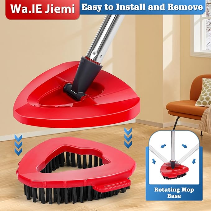 6 Pack Mop Replacement Heads Compatible with Oceda EasyWring 1-Tank System - Includes 2 Mop Scrub Brush Head, Microfiber Mop Refills, Easy Cleaning Mop Head Replacement（White)