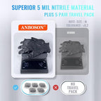 5 Mil Nitrile Gloves Black with 5 Bonus On-The-Go Pouches - Multipurpose for Hair Dye, Gardening, Painting, Pet Care & Janitorial - Touchscreen Friendly, Non-Slip Grip - 110 Pcs, Medium