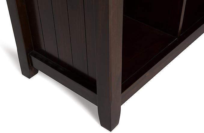 SIMPLIHOME Acadian Bookcase - 44 inch Tall 9-Cube Solid Wood Cube Organizer in Brunette Brown, Transitional Bookcase Storage for Living Room, Study Room or Office with Fixed Shelves and Tapered Legs