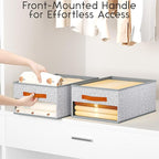 Homsorout Drawer Organizers and Storage - 10 Pack Foldable Pants Organizer with Clear Window & Handles, Fabric Closet Organizer for Clothes, Jeans, Sweaters, Towels, T-shirt, Scarf (Ant Light Gray)