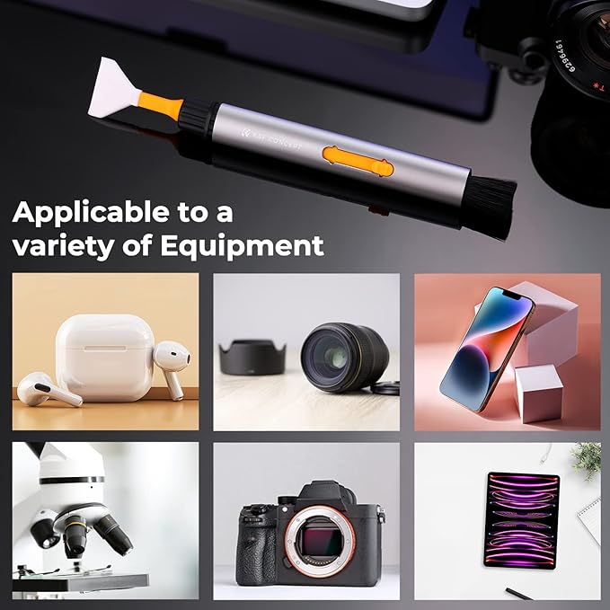 K&F Concept Lens Cleaning Pen Kit for Full-Frame Sensors, Multi-Function Cleaner Kit for Airpods Pro, Earbuds, Bluetooth Earphone Headphone Case, iPhone Charging Port, Earpods