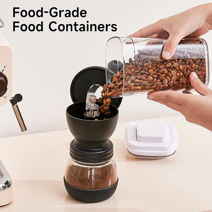 Pop Top Food Storage Container Set | 4Pcs Airtight Cereal Storage Organizer Canisters with Pop Lids, BPA-Free, Vacuum Seal & One-button Opening, Stackable Pantry Containers for Dry Food Storage