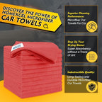 HOMEXCEL Red Microfiber Cleaning Cloth 12 Pack, 12.5 x 12.5 inch Microfiber Towels for Cars, Ultra Absorbent Car Washing Cloth, Lint Free Streak Free Cleaning Rags for Car, Kitchen, and Window
