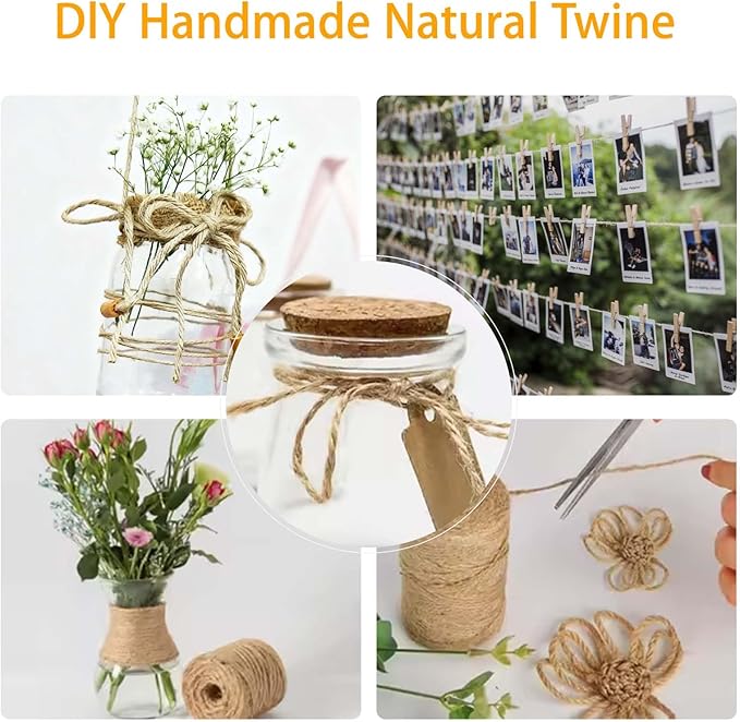 2mm 600 Feet Jute Twine – Versatile Craft & Garden Twine, Bakers Kitchen Twines, Jute Twines for Crafting, Brown Twine for Gift Wrapping, Craft String & Plant