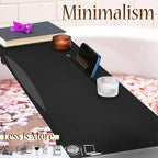 Stylish Black Bamboo Bathtub Tray Caddy with Adjustable Legs, Minimalistic Design Bath Tray for Tub, Bathtub Accessories, Fits Most Standard Bath Tubs, Idea for Women