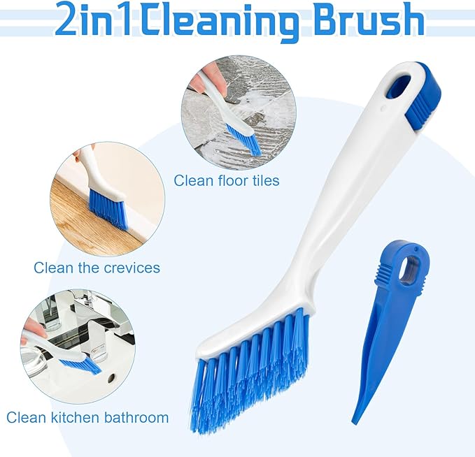 Small Crevice Cleaning Brush Set for Household Use, 4-Piece Multifunctional Small Scrub Brushes Hard Bristle Gap Cleaning Brushes with Handle for Kitchen Sinks Window Tracks Bathroom Corners(4)