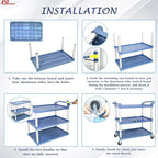 AQNIEGEP Utility Cart with Wheels, 510lbs Heavy-Duty Food Kitchen Cart & Rolling Service Cart for Restaurant Commercial Office, Lockable Wheels & Tool-Free Assembly, 3-Tier, Grey