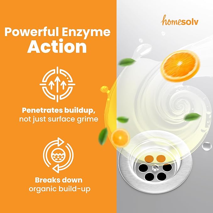 Enzyme Drain Cleaner and Deodorizer - Breaks Down Grease Build Up, Eliminating Odors and Smells, Septic Safe, Non-Caustic Sink Drain and Garbage Disposal Cleaner (22 Fl Oz 6 Pack)