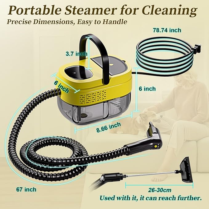 Steam Cleaner,15s Heat-Up,1.6L Tank,3-Level Adjustable Handle,2500W Steamer for Cleaning,Portable Steamer for Cleaning with 16PCS Accessories,Steam Cleaner for Home,Grout,Tile,Couch,Car,Dirt,Grease