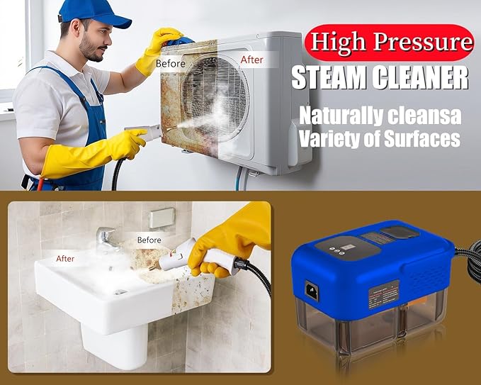 Steam Cleaner 2500W High Pressure Steamer for Cleaning, Car Steamer Handheld Steam Cleaner for Home Use, Hardwood Floor Steam Cleaner for Upholstery, Kitchen, Bathroom, Grout (Dark Blue)