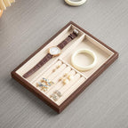 Black Walnut Wood Jewelry Tray with Velvet Lining, Multi-Functional Jewelry Organizer for Rings, Earrings, Necklaces & Bracelets, Drawer Jewelry Storage & Display Tray