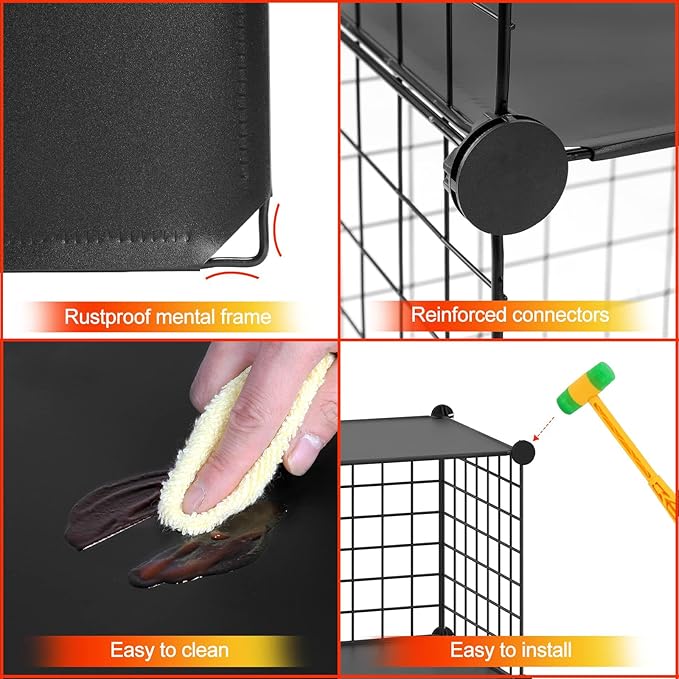 HUBSON Wire Cube Storage Organizer, Book/Toy/Craft/Potted Plants and petCloset Organizers and Storage Shelves, 12-Cube Freely Combinable Metal Grids Storage Shelf,Black Plus Iron